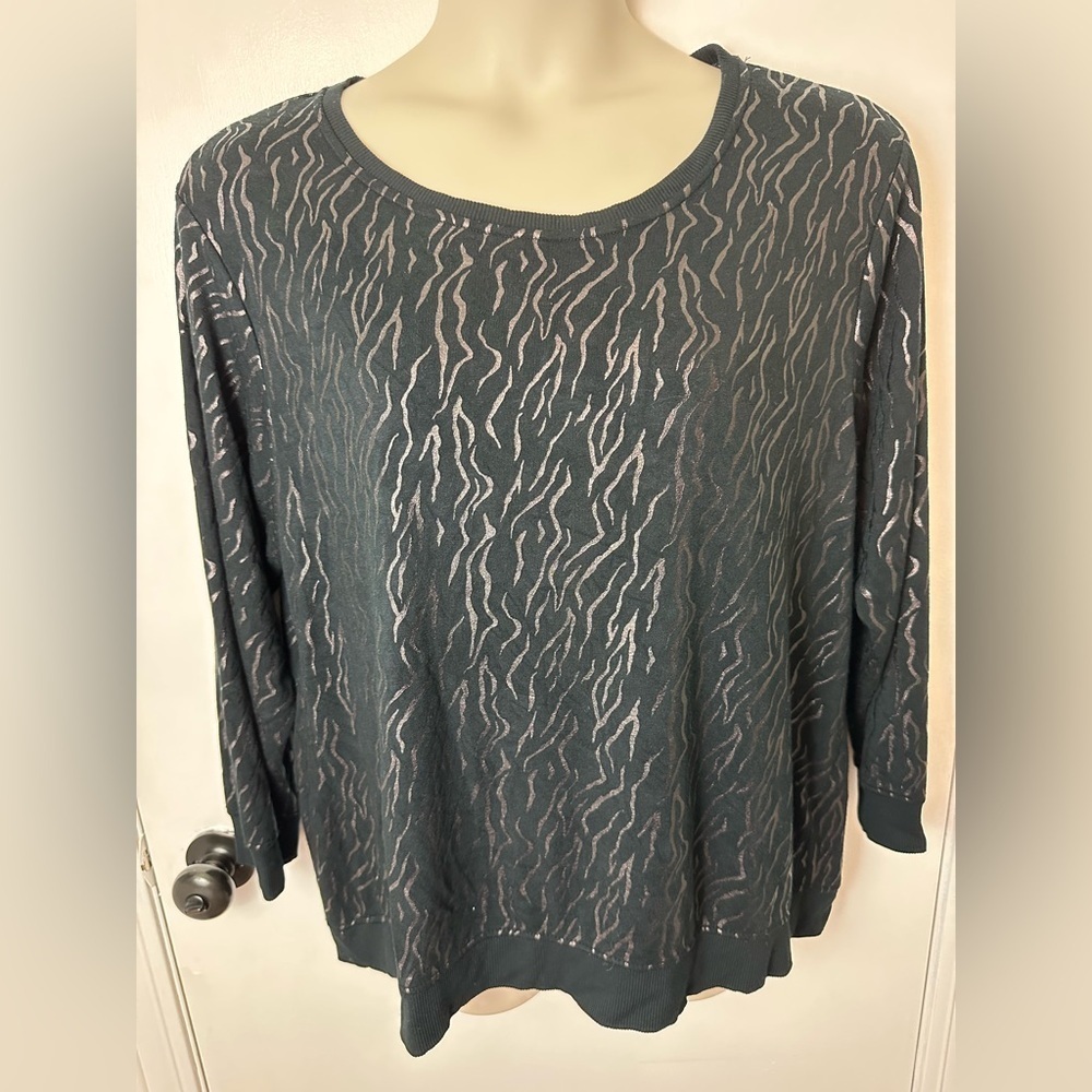Jane + Delancey sz 1X Sweater Super Soft Jersey Knit Fleece Lined Shimmer #1652